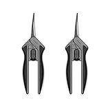 AC Infinity 6.6” Stainless Steel Curved Pruning Shear 2-Pack, Lightweight Ergonomic Design, Curved Precision Blades with Nonstick Titanium Coating for Gardening, Hydroponics, Grow Tents