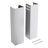 Stainless Steel Chimney Extension for Range Hood Cover Wall-Mount Style (Silver) Adjustable Vent Extender Ceiling Duct Retractable 31.5 inch ~63"