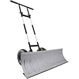 Best Choice Products 36in Galvanized Blade Heavy-Duty 2-Wheel Snow Pusher Hand Plow for Snow Removal w/Wheels, Adjustable Handle, Blade Angle - Silver