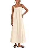 MEROKEETY Women's Summer Vacation Sundress Boho Maxi Dress, Apricot, S