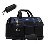 FASTECH 22in Heavy Duty Bottom Tools Bag With Wide Mouth For Tool Storage, Carrier and Organizer, Tote Bag for Men/Women, Wide Mouth Tool Bags With Inside Pockets (22 Inch)