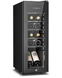 Feelfunn 12 Bottle Wine Cooler Refrigerator - Small Wine Fridge for Red, White, Champagne, Freestanding Wine Cellar with Glass Door & Digital Temperature Control for Home Bar, Office