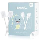 Papablic Baby Tongue Cleaner, Baby Oral Cleaner, Disposable Infant Mouth Cleaner Newborn, Upgrade Gum Cleaner with Paper Handle or Infants Ages 0-2 Years, 40 Pack