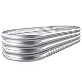 Land Guard Galvanized Raised Garden Bed Kit, Galvanized Planter Garden Boxes Outdoor, Oval Large Metal Raised Garden Beds for Vegetables…………