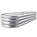 Land Guard Galvanized Raised Garden Bed Kit, Galvanized Planter Garden Boxes Outdoor, Oval Large Metal Raised Garden Beds for Vegetables…………