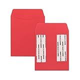 Hygloss 30 Pcs Library Card Pockets 3.5x5 Inch - Self-Adhesive Pocket Envelopes - Red Classroom Envelope Pockets - Ideal for Organizing - Colorful Small Library Book Pocket