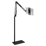 Tablet Floor Stand with 5LB Metal Base, Overhead Bed Phone Stand Angle Height Adjustable Holder, Universal Floor Stand Compatible with iPhone iPad Pro Air Mini, Samsung Tab, Kindle, E-Readers…