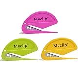 Muclip 3 Pack Safety Letter Opener - Ergonomic ABS Grip,Hidden Stainless Steel Blade,Fast Slitter/Opener for Envelopes,Mail,Packages & More,Ideal for Office,Home & Business (3 Colors)