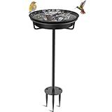VeyFolzin.st Bird Baths for Outdoors, Detachable Birdbaths for The Garden Clearance, Freestanding Bird Baths for Outdoors Heavy Duty, Bird Bath Bowl Spa & Birdfeeder with Metal Stake Stand (Black)