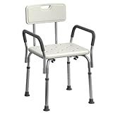 Medline Shower Chair for Elderly, Seniors, Adults & Disabled - Heavy Duty Shower Seat with Padded Arms and Back for Inside Shower, Adjustable Height Bath Stool for Bathtub, 350 lb, Slip Resistant