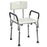 Medline Shower Chair for Elderly, Seniors, Adults & Disabled - Heavy Duty Shower Seat with Padded Arms and Back for Inside Shower, Adjustable Height Bath Stool for Bathtub, 350 lb, Slip Resistant