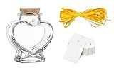zmgmsmh mini heart jars Small Heart Shaped Glass jars with Cork Lids candy jars Bridal Shower Favors Jars memo jiars Perfect amount about 3 ounces holding sands, shells,candies etc (one)