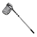 Aquascape Pond Shark PRO, 3-in-1 Professional Pond Net with Rake and Scraper, Heavy-Duty Design, Telescopic Handle Extends to 96 Inches, Ideal for Pond Cleaning and Maintenance