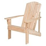 Shine Company Mid-Century Modern Wooden Adirondack Chair, Outdoor Patio Firepit Chairs, Back & Seat Pre-Assembled, Natural