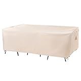 F&J Outdoors Patio Furniture Covers, Waterproof UV Resistant for Table & Chairs Set, Beige, 74"x47"