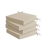 Outdoor Chair Cushions Set of 4: Waterproof & Fade Resistant Seat Cushion for Patio Furniture - 18.5 x 16 x 2 Inch Chair Pads with Ties and Hidden Zipper - Patio Chair Cushion Replacement, Beige