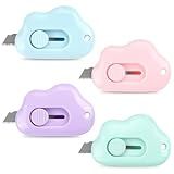 Tamaki Box Cutters Cloud Letter Opener Envelope Slitter, Cloud Shaped Carton Portable Cutter with Key Chain Hole, 4 Pack