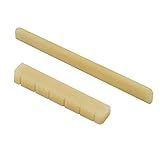 Miwayer Classical Guitar Bridge Unbleached Bone 6 Strings Saddle and Nut Made of Real Natural Bone (Classical Bridges 1 pair)