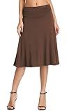 Urban CoCo Women's Ruched High Waist Knee Length Jersey A-Line Stretchy Flared Casual Skirt (L, Coco)