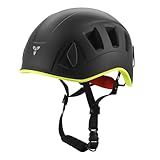 NewDoar Climbing Helmet EN 12492 Certified Half Dome Helmet Ultralight Design with 11 Ventilation Ports & Headlamp Clips for Rock/Ice Climbing, Caving, Rescue Adjustable 57-62cm (Men/Women)-Black