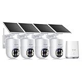 SOLIOM- 5MP Security Cameras Wireless Outdoor, No Subscription,4-Cam Pack, Solar Powered Home Security Camera with 360° Auto Tracking, Pan & Tilt, 3K Color Night Vision,5G & 2.4G Router Compatible