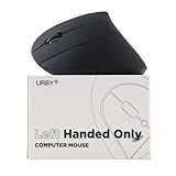 Urby Left Handed Mouse Wireless, Ergonomic, Vertical. Also As Left Handed Gaming Mouse. Compatible with Windows/macOS, Laptop, PC. [Type C & USB] [Battery Included] Black