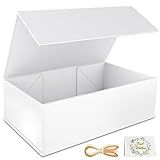 RYDDOY White Gift Box, 9.5x6x3'' Gift boxes for Presents with Lids Magnetic Closure Rectangle Collapsible for Bridesmaid Proposal Box, Wedding, Christmas, Halloween, Birthday Gift Packging