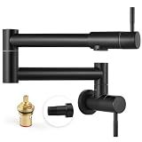 Heyalan Pot Filler 19 Inch Wall Mount Folding Stretchable,Matte Black