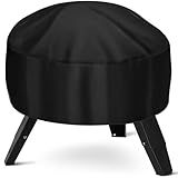 KISEER Fire Pit Cover Heavy Duty 420D Waterproof Round Fire Pit Bowl Cover with Thick PVC Coating Drawstring, 38 Inch Black