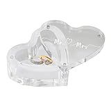EIFLR Engraved Wedding Ring Boxes for Ceremony Acrylic Ring Bearer Box for Wedding Proposal Engagement (Heart-Shaped B)