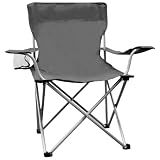 Weather Station Camping Chair, Lightweight and Portable Outdoor Folding Tailgate Quad Accessories with Cup Holder and Armrests, Gray