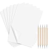 100 Pcs Carbon Transfer Paper with 5 Pcs Embossing Styluses Tools 11.7 X 8.3 Inch Copy Paper for Tracing Pattern on Wood Paper Canvas Cloth (White)