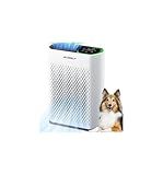 Air Purifier for Large Room, Cleans 2,400 ft² in 30 Mins, 3-Stage True HEPA, 360° Airflow, Large Touch Display Control, Real-Time Air Quality (PM2.5) Display, Ultra-Quiet 20dB Sleep Mode, HAP602 White