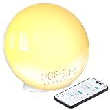 BIB_WJ Smart Sunrise Alarm Clock with No Signup APP Control & Wake-Up Light, 4 Alarms, Sound Machine, FM Radio, Wireless Speaker, White