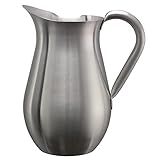 Service Ideas WPB2BSNG Water and Cold Beverage Pitcher, No Ice Guard, Bell Shaped, 2 Liter (66.7 ounces), Dishwasher Safe, Brushed Stainless Steel