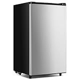 NEWBULIG Mini Fridge with Freezer 3.2 Cu.Ft Small Refrigerator for Office, Dorm, Small Fridge with Adjustable Thermostat, Energy Saving, Singel Door, Sliver
