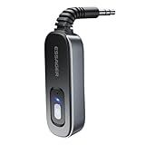 Bluetooth 5.1 Aux Adapter Receiver & Transmitter Rechargeable for Airpods Headphones Speaker, ESSAGER 3.5mm Aux Audio Jack Adapter for Airplane Treadmill Flight MP3 Player TV Car Home Stereo System