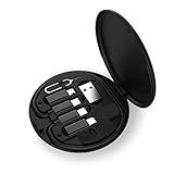 USB Adapter Cable Conversion Storage Box, Multi-Type Charging Line Convertor Micro Data Transfer Tool Contains Sim Card Slot Tray Eject Pin, Use as Phone Holder for Business Travel