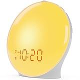Wake Up Light Sunrise Alarm Clock for Kids, Heavy Sleepers, Bedroom, with Sunrise Simulation, Sleep Aid, Dual Alarms, FM Radio, Snooze, Nightlight, Daylight, 7 Colors, 7 Natural Sounds, Ideal for Gift