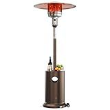 EAST OAK 50,000 BTU Patio Heater for Outdoor Use With Round Table Design, Double-Layer Stainless Steel Burner and Wheels, Outdoor Patio Heater for Home and Commercial, Bronze, 31.9" x 31.9" x 86.6"