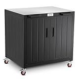 FEASTO Grill Table, Outdoor Bar Cart Grill Cart with Storage Cabinet,Modular Outdoor Kitchen Island, Outdoor Grill Station with 304 Stainless Steel Top,Pizza Oven Table for Lawn & Garden,L35.4” x W24”