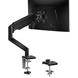 WALI Single Monitor Mount, Gas Spring Monitor Arm for 17-34 inch Screens, Adjustable Computer Monitors Stand up to 26.4lbs, with Clamp and Grommet Base, Mounting Holes 75 and 100mm (GSMP001N), Black