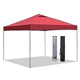 GDY 10'x10' Pop Up Canopy Tent, Portable Gazebo, Outdoor Canopy for Events, Parties, Camping, Red