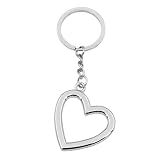 Elechobby Simple Style Metal Heart Shaped Keychain Silver Stainless Steel Key Ring Lightweight Key Holder for Women/Men (Heart-1)