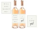 Proposal Wine Bottle Labels, Will You Marry Me + I Said Yes Set of 2 Wine Labels Engagement Idea - Classy, Romantic Marriage Proposal Decoration Props, Proposal Idea Peel & Stick, Vow Renewal Gift