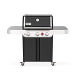 Weber Genesis E-325 Liquid Propane Gas Grill for Outdoor Cooking, 3 Burners, Black – Porcelain-Enameled, Cast-Iron Grates, PureBlu Burners & Sear Zone