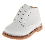 Josmo Baby Boys Girls Unisex Walking Shoes First Step Walker - Lightweight Synthetic Dress Boots Non-Slip Bottom High top - White (Size 2 Infant)