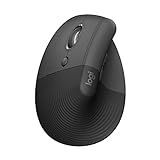 Logitech Lift Vertical Ergonomic Mouse, Wireless Bluetooth or USB Receiver, Quiet Clicks, 4 Buttons, Left Hand Wireless Mouse, Windows/macOS/iPadOS, Laptop, PC - Graphite