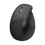 Logitech Lift Vertical Ergonomic Mouse, Wireless Bluetooth or USB Receiver, Quiet Clicks, 4 Buttons, Left Hand Wireless Mouse, Windows/macOS/iPadOS, Laptop, PC - Graphite