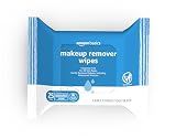 Amazon Basics Makeup Remover Wipes, Fragrance-Free, Alcohol-Free, Gentle Cleansing, Plant-Based, Dermatologist Tested, Removes Waterproof Mascara, Resealable, 25 Count, 1-Pack
